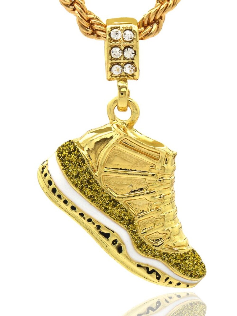 14K Plated Sneaker Pendant & 24” Rope Chain